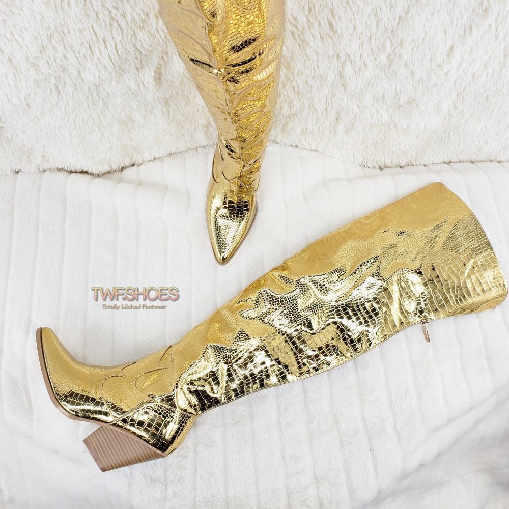 Gold Western Thigh High Boots Restocked_2